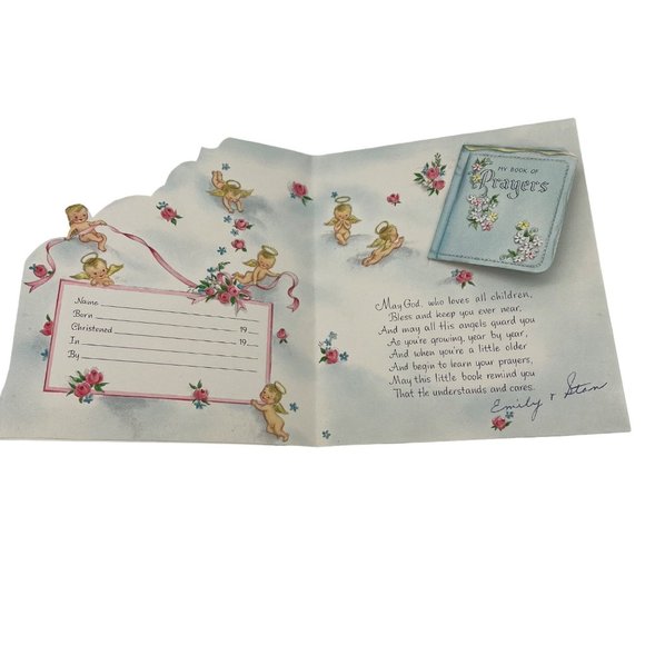 Lot of 5 Vintage Ephemera Items Christmas Card Babys Christening Valentines - Picture 4 of 13